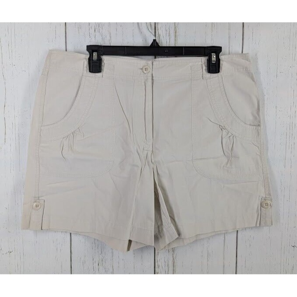 Vanheusen Size 14 Beige Cotton Chino Casual‎ Womens Summer Shorts